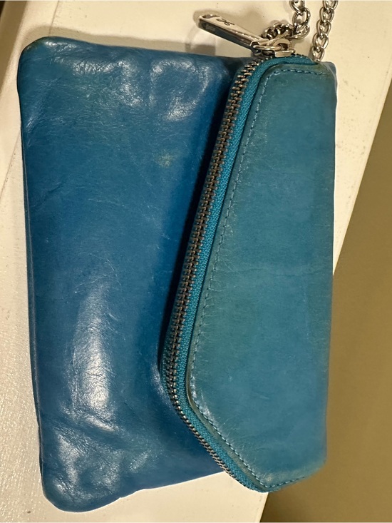 HOBO Handbags - HOBO Teal-Blue Leather Zip Wristlet